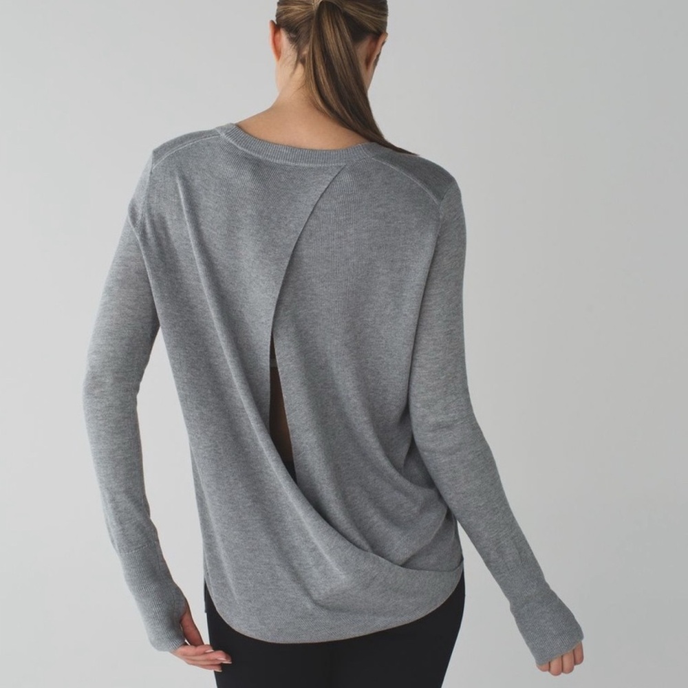 Lululemon Women’s Bring It Backbend Open Cut Out Gray Sweater